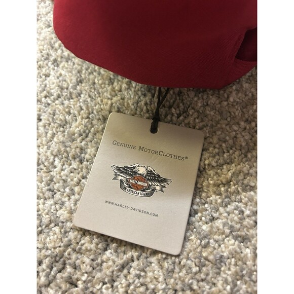 Womens Harley Sparkle Rhinestones Adjustable Red Cap Hat Barbiecore Bling - Picture 4 of 6